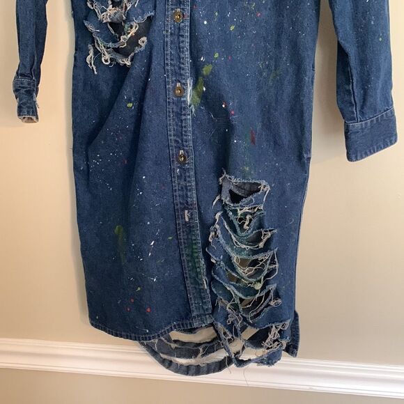 Vintage Calvin Klein denim distressed dress size medium - Picture 3 of 10